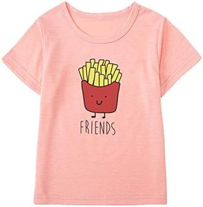 XLXUXU Best Friends Girls Boys Casual Tshirts Funny Novelty Graphic Tees Short Sleeve Crewneck Letter Print Tops, Pink 2- Friends, 6-8 Years