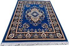 Sifa Carpet Anti Skid Floral Polyster Rectangular Carpet (6X8 Feet, Blue Color)