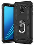 GREATRULY Ring Kickstand Phone Case for Samsung Galaxy A8 2018,Heavy Duty Dual Layer Drop Protection Case for Galaxy A8,Hard Shell + Soft TPU + Ring Stand Fit Magnetic Car Mount,Black