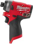 Milwaukee M12FID Fuel Sub Compact 1/4 inch Impact Driver 12V Bare Unit, 12 V, Red