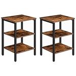 HOOBRO End Table, Nightstands with 3-Layer Shelves, Industrial Side Table for Small Spaces, Living Room, Easy Assembly, Rustic Brown BF13BZ01