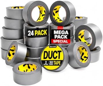24 Pack Duct Tape Heavy Duty Waterproof - 2 In x 90 Ft - All-Weather, Silver, Easy to Tear, Strong Hold, No Residue, Gray Bulk Waterproof Tape for Repairs, DIY, Sealing, B2B, Home, Office, Outdoor Use