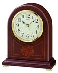 SEIKO Classic Vertical Brown Wooden Analog Home/Office Decor English Numerals Alarm Desk/Table Top Clock (Size: 14 x 5.8 x 17.8 CM | Weight: 550 grm | Color: Brown) QXE057B