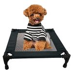 Pozico Elevated Pet Bed with Breathable Mesh for Small Cat and Dog, Raised Cooling Pet Cot for Puppy and Kitty (Black Bed, Small-18.9x18.9 inch)