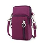 Zipper Water Resistant Oxford Crossbody Shoulder Bag Cellphone Pouch Purse Wrist Case for Motorola Moto G7 Plus / G7 Play/Samsung Galaxy S10 / S10e / S10 Plus/LG G8 ThinQ / V50 ThinQ (Purple)