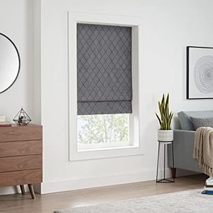 ECLIPSE Darien Insulating Blackout Cordless Lined Window Roman Shade for Living Room, 36 in x 64 in, Grey