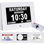 SSINI 【Newest Version Alzheimers Clock Digital Calendar Day Clocks for Seniors Clock with Day and Date for Elderly Dementia Clock-12 Alarm Options,with Remote (7 inch)