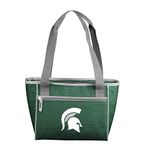 Logo Brands NCAA Michigan State Spartans Unisex MI State Crosshatch 16 Can Cooler Tote83-16 Cooler Tote, Hunter, One Size