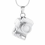 constantlife Cremation Memorial Jewelry Stainless Steel Mini Camera Urn Pendant Necklace for Ashes Photographer Ash Holder Keepsake Gift (Silver)