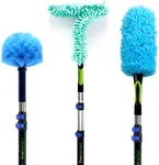 EVERSPROUT 5-to-12 Foot Duster 3-Pack with Extension-Pole (20+ Foot Reach) | Hand-packaged Cobweb Duster, Microfiber Feather Duster, Flexible Microfiber Ceiling & Fan Duster | Aluminum Telescopic Pole