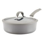 Rachael Ray 14759 Cook + Create Nonstick Sauté Pan with Lid, Aluminum, Gray