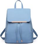 Miss Lulu Backpack Womens with Long Purse Fashion Backpacks Light Blue Backpack Ladies PU Leather Waterproof Daypack Medium School Work Travel