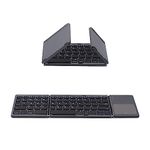 Mcbazel Universal Foldable Wireless Keyboard with Touchpad Tri- Folding Portable for Android, Windows System Laptop Tablet Smartphone Device-Gray