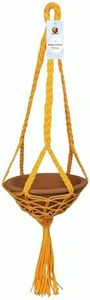 Foodie Puppies Terracotta Earthen Pot for Birds - (Yellow) | Natural Clay-Made Hanging Feeder for Summers | For Home, Garden and Balcony | Heat-Resistant Bathing & Watering Bowl for Birds (21x21x80cm)