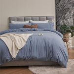 Queen Bed Quilt Cover Set Cotton Knit T Shirt Ultra Soft Jersey Quilt Cover Queen Comfy All Season Breathable and Skin Friendly 100% Cotton Jersey doona Cover Queen Bed(Blue Chambray Marle, Queen)