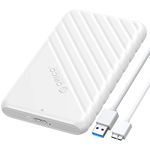 ORICO 2.5 inch External Hard Drive Enclosure USB 3.0 to SATA III for 7mm and 9.5mm SATA HDD SSD Tool Free [UASP Supported] White (25PW1-U3)