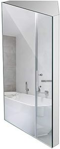 DANGJIN 304Stainless Steel 24 Inch Wall Mount Corner Medicine Cabinet with Mirror, Bathroom Wall Cabinet, Hanging Triple Shelf Storage Cabinet, Polished - Left Open Mirror Door