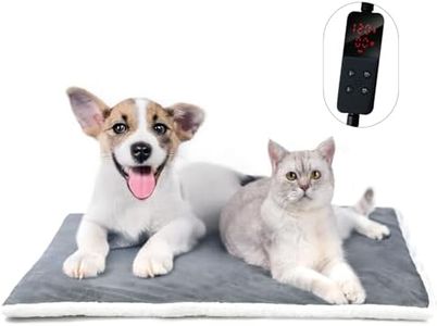 Rest-Eazzzy Heated Cat Bed with Removable Cover, 5 Level Timer & Temperature, Indoor Warming Mat for Cats & Dogs (Heat Pad, Pure-Grey, L)