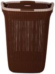 Nayasa Rope Laundry Basket Big- 54 Ltrs | Plastic Cloth Storage Basket | Laundry Storage Basket with Lid | Laundry Basket for Bathroom | Storage Organizer | Brown