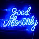 Good Vibes Only Neon Signs Blue LED Neon Wall light Words LED Light Sign Neon Lights for Bedroom Acrylic Letters Wall Art for Party Bar Home Decor