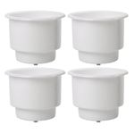 Amarine-made Recessed Plastic Cup Drink Can Holder with Drain for Boat Car Marine Rv (4 PCS, White)