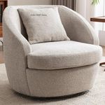 Aisha CRAfT House Swivel Barrel Chair with Pillow Backrest, Single Circle Club Sofa, Upholstered Boucle Extra Wide Round Accent Chair for Living Room,Bedroom,Office (Oatmeal)