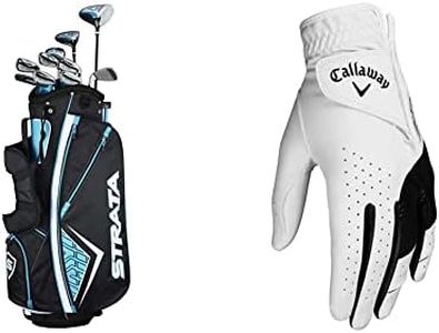 Callaway Women's Strata Plus Complete Golf Set (14-Piece, Right Hand, Teal) + Callaway Golf Women's Weather Spann Premium Synthetic Golf Glove (Left Hand)