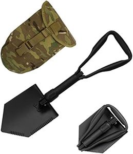 USGI Industries Military Style Shovel | Tri-Fold Entrenching Tool with Serrated Edge | Lightweight, Foldable, Compact, Multi-Use Perfect for Camping, Survival, Trenching (OCP Cover)