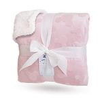 eYone Large Receiving Sherpa Baby Blanket Double Layer Fleece for Nursery Cot and Pram (Pink, 80x110cm)