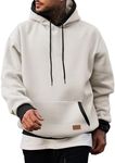 JMIERR Cotton Men's Hoodies Sweater Fashion Fleece Long Sleeve Drawstring Hooded Pullover with Front Pockets Athletic Sport Hoodie Sweatshirts, M, White