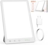 Fitfirst Light Therapy Lamp, 15000 Lux Simulated Sunlight, UV-Free LED Lamp with 3 Color Temperature & 4 Brightness Settings, Adjustable Timer, Foldable Stand for Home Office Travel