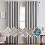 MIULEE Linen Curtains 90 Inches Long Blackout Curtain Panels for Bedroom/Living Room Curtain Drapes Thermal Insulating Texture Rod Pocket & Back Tab 2 Panels -Greyish White