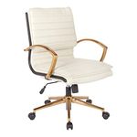 OSP Home Furnishings FL Series Mid-Back Faux Leather Office Desk Chair with Gold Finish, Cream