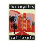 Finally Home LA Patches, California Iron-On Patch, Beige/Red, Rectangular, 1 Patch