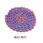 Honiwu 8 Speed Chain, 116 Links Bicycle Chain, Rust Proof Colorful Electroplating Mountain Bike Chain Carbon Steel Bike Chain for 6/7/8-Gear Road Mountain Bicycles