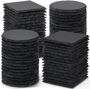 72 PCS Black Slate Stone Coasters, MAPRIAL 4 Inch 36 PCS Square, 36P Round Coaster Bulk for Laser Engraving Material Blank Handmade Drinks Costers for Engraver, Etching, Gifts, Christmas, DIY, Wedding