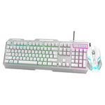 Zebronics Transformer Gaming Usb Keyboard & Mouse Combo,Braided Cable,Durable Al body,Multimedia keys & Gaming Mouse with 6 Buttons, Multi-Color LED Lights, High-Resolution Sensor with 3200 DPI(white)