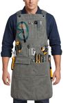 FMLIUY Woodworking Apron for Men, 16oz Canvas Welder Aprons with 9 Tool Pockets, Poly Cotton Heavy Duty Workshop Apron for Shop Carpenter Woodworkers Men Gift, Adjustable to S- 3XL, Grey