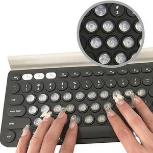 Keyboard Stickers for Long Nails Protector Raised Clear Silicone Keyboard Self Adhesive Cover Nail Art Suitable for Round Button Keyboard (Hemispherical, 128 PCS)