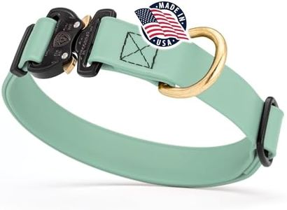 Viper BioThane Dog Collar with Cobra Metal Buckle – Tactical, Odor Resistant, Waterproof Collars for Large Dogs & Medium Dogs – Made in USA (L 15-25in W 1in, Sage Green)