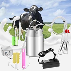 10L Cow Milking Machine Portable Vacuum Pump, Rechargeable Electric Cow Milker Machine Adjustable Suction Pulsation Vacuum, Check Valve Design with Food-Grade Silicone Hose