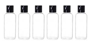 nsb herbals 50ml Empty Clear Plastic Bottles Refillable Travel Size Cosmetic Containers Small Leak Proof Squeeze Bottles with Black Flip Cap for Toiletries, Shampoos, Lotions, Creams (6)