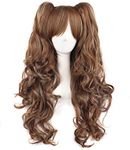 MapofBeauty Multi-color Lolita Long Curly Clip on Ponytails Cosplay Wig (Brown/Khaki)