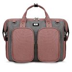 Pomelo Best Multifunctional Diaper Bag Totes with Changing Pad & Stroller Straps, Large Portable Newborn Baby Bags, Unisex and Stylish Travel Diaper Backpacks for Mom and Dad, Pink Grey