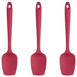 Silicone Spoon Spatula Set of 3: U-Taste 600ºF Heat-Resistant BPA-Free Flexible Rubber Scraper, Cooking Baking Scraping Mixing Kitchen Utensils for Non Stick Pan/Wok (Red)