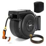 Nichro Retractable Garden Hose Reel Wall Mount, 1/2"×100ft Automatic Garden Hose Reel with Cover