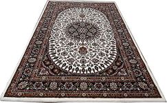 Carpet of Heaven Kashmiri Carpets for Living Room Persian Carpets Supersoft Silk Touch (Ivory, 3 x 5 Feet, Acrylic)