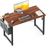 ODK Study Computer Desk 40 inch Home Office Writing Small Desk, Modern Simple Style PC Table with Storage Bag and Headphone Hook, Deep Brown