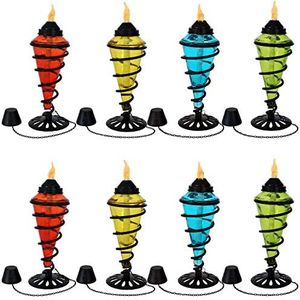 Sunnydaze Swirling Metal/Glass Tabletop Torches - Set of 8-2 Blue, 2 Red, 2 Green and 2 Yellow