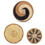 Kadam Haat Handmade Wicker Wall Plate | Wall Decor Hanging Wall Plates For Living Room Bedroom & Home Decoration (Natural, Set of 3-6", 9" & 12")